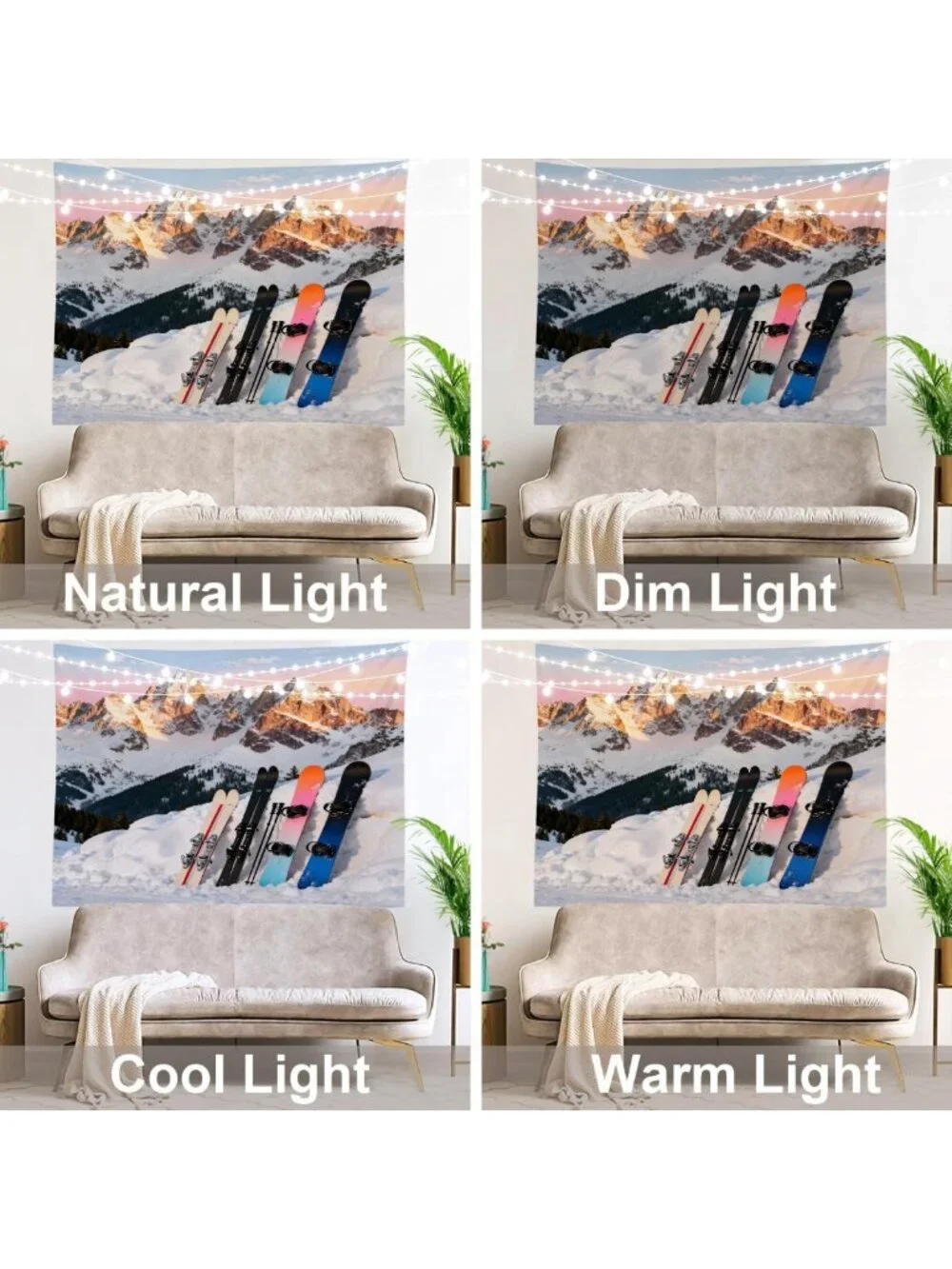 Large Snowboard Tapestry Wall Hanging - Psychedelic Ski Mountains Decor 59